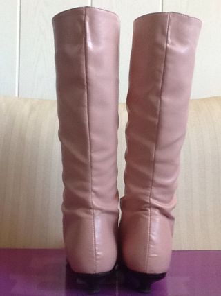 Guxs Bota Pascuala Niña Alta en Piel Charol Rosa Palo y Ante Brocado|74,95 €