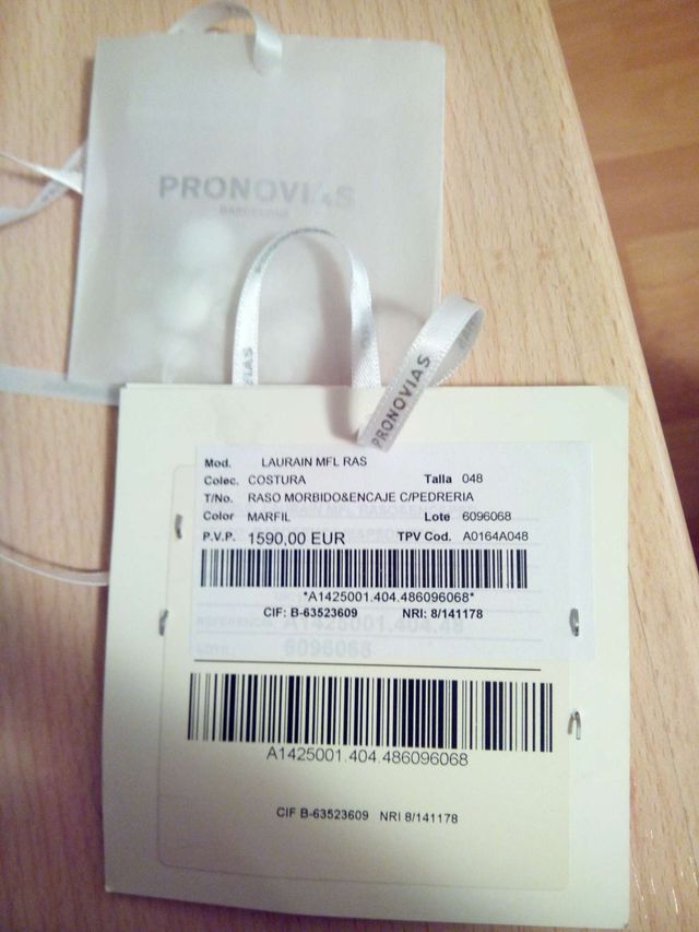 Vestido novia PRONOVIAS. Palabra de honor.