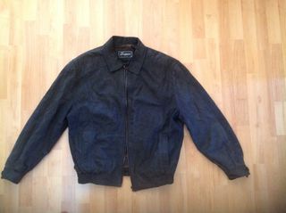 50 Por De Segunda Mano Talla Azul Chaqueta Hombre Oscuro Piel SYwBXqz