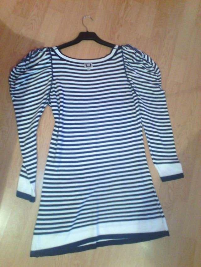 Vestido adolfo Dominguez azul marino y blanco mang