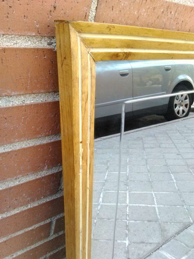 ESPEJO VINTAGE ANTIGUO TRAPEZOIDAL MADERA