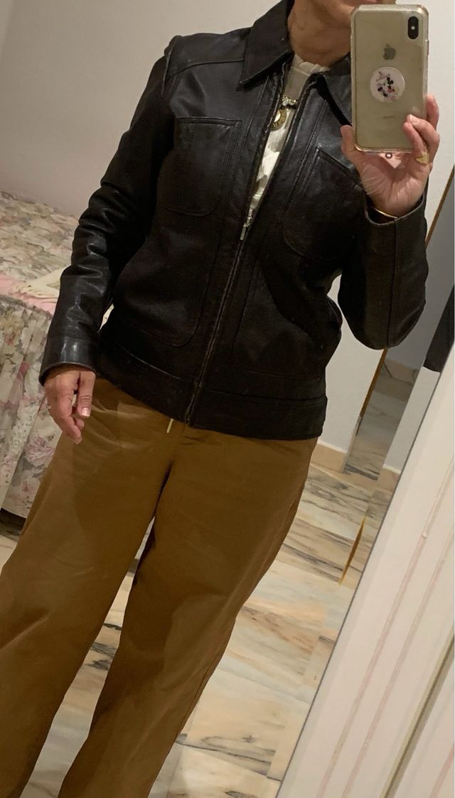 Chaqueta De Cuero Marron