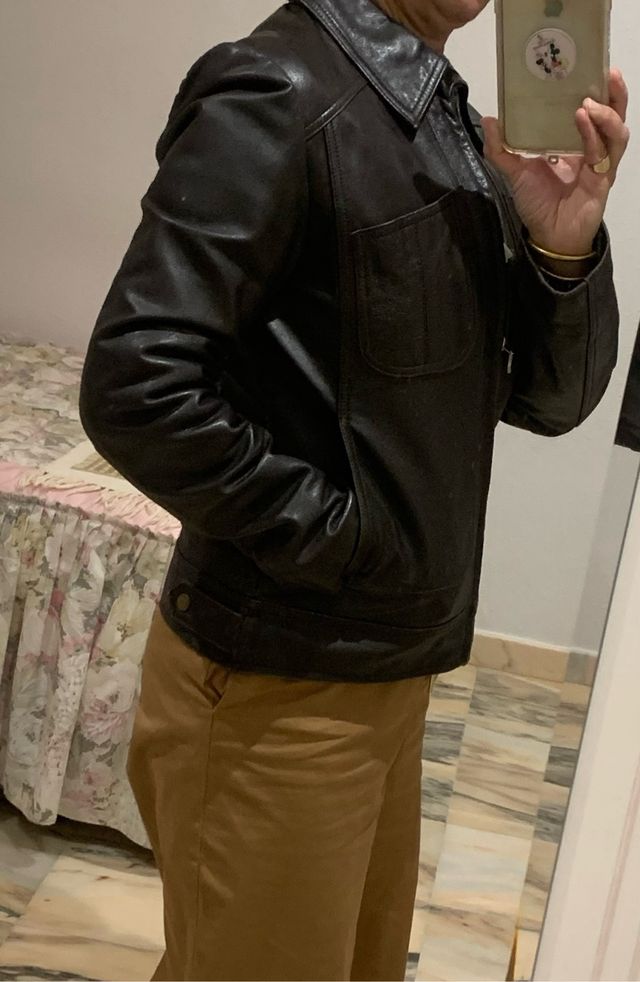 Chaqueta De Cuero Marron