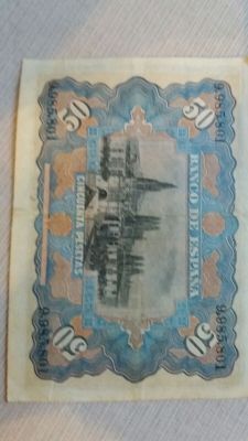 Billete 50 pesetas  SIN SERIE año 1906
