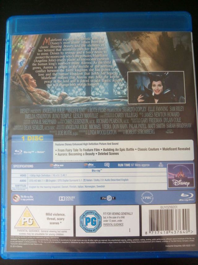 Maleficent Blue Ray en ingles