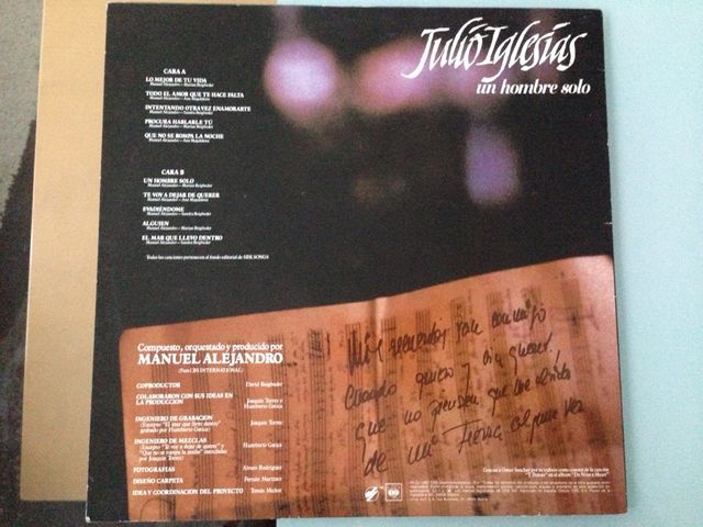Vinilo Lp Julio Iglesias. Un Hombre Solo