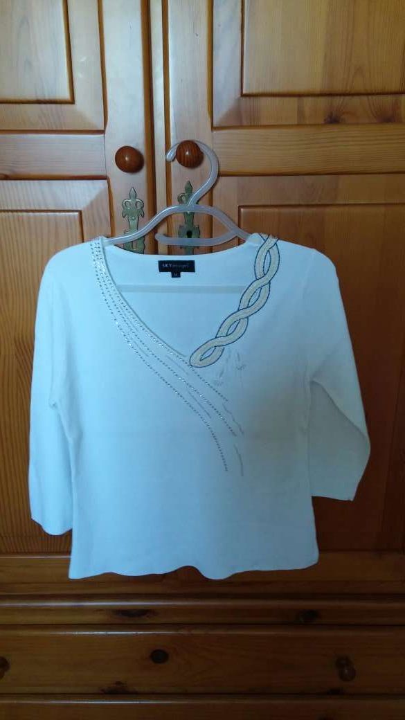 Jersey blanco talla M detalle abalorios