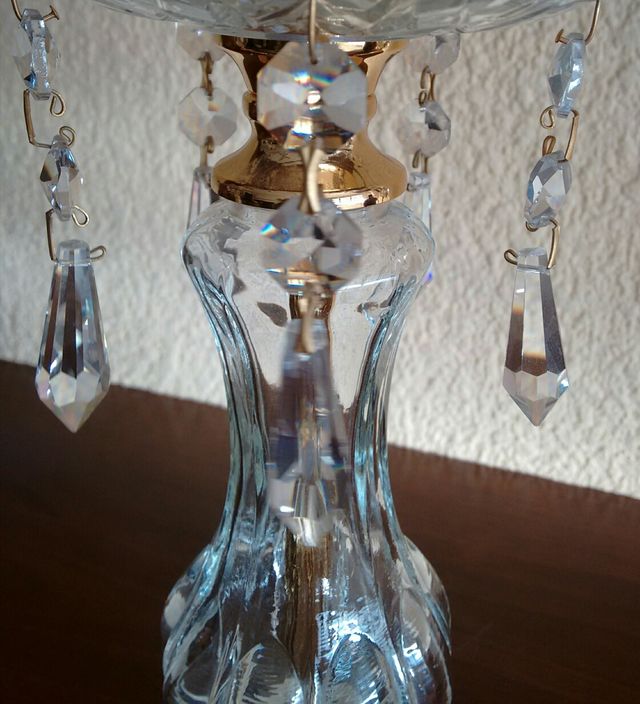 Pie de Lámpara de cristal con baño de oro