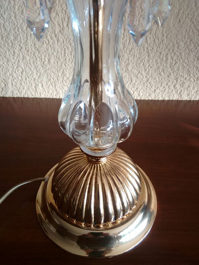 Pie de Lámpara de cristal con baño de oro