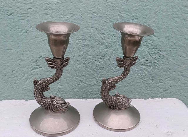 Portavelas Vintage en Forma de Peces - Alpaca