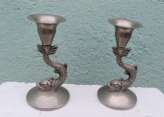 Portavelas Vintage en Forma de Peces - Alpaca