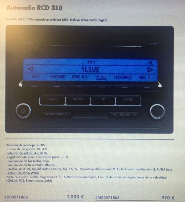Radio RCD-310 Volkswagen