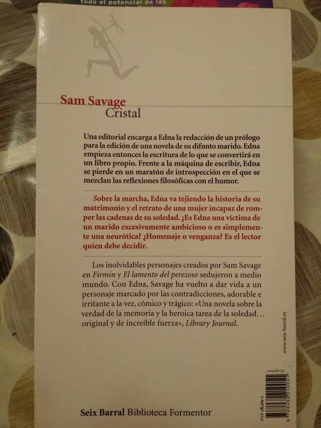 Libro novela Cristal.