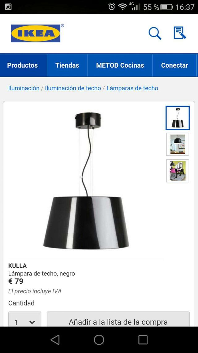 Lampara de techo de Ikea Roja