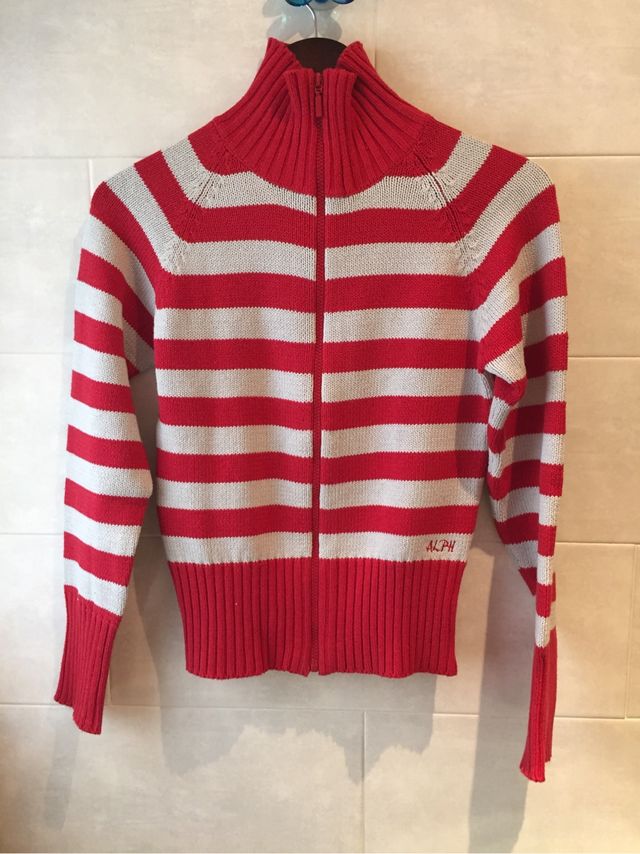 Chaqueta rayas de punto con cremallera