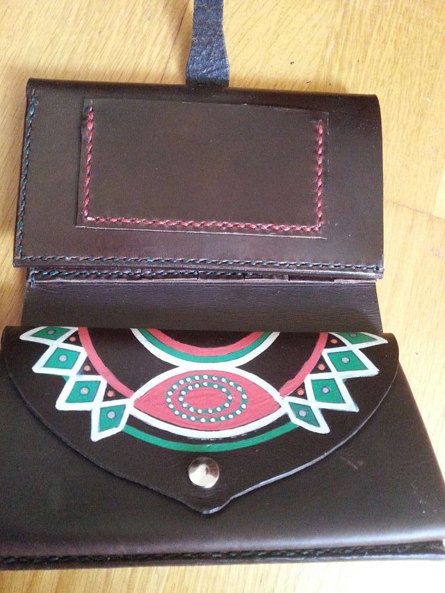Cartera nueva piel ternera hecha a mano