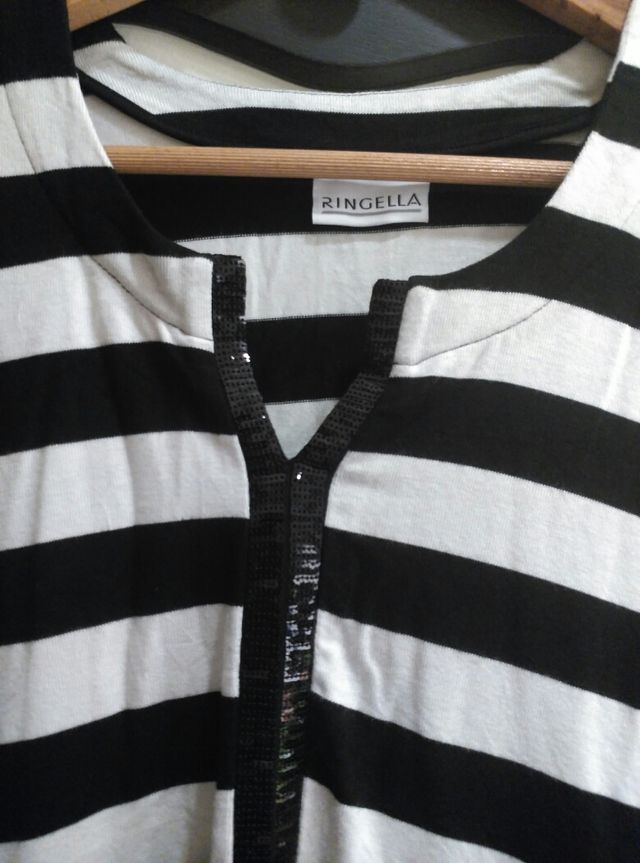 Camiseta pijama/"42"/blanco-negro