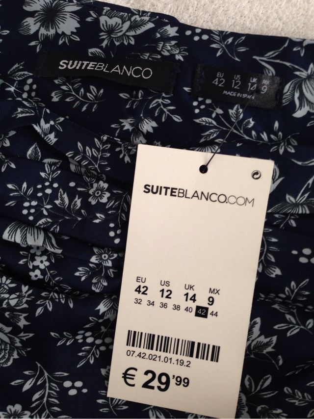 Falda estampada Flores Blanco