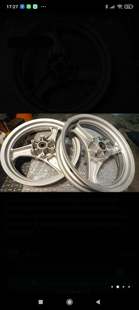 Llanta TRAS. R65/80/100 y DEL. K100/1100RS K1