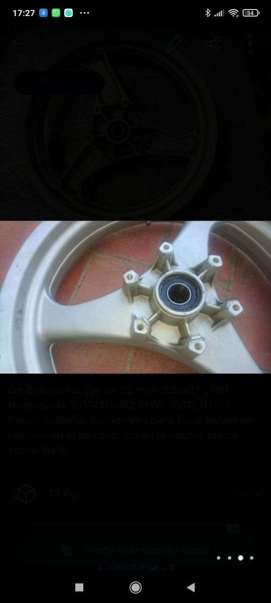 Llanta TRAS. R65/80/100 y DEL. K100/1100RS K1