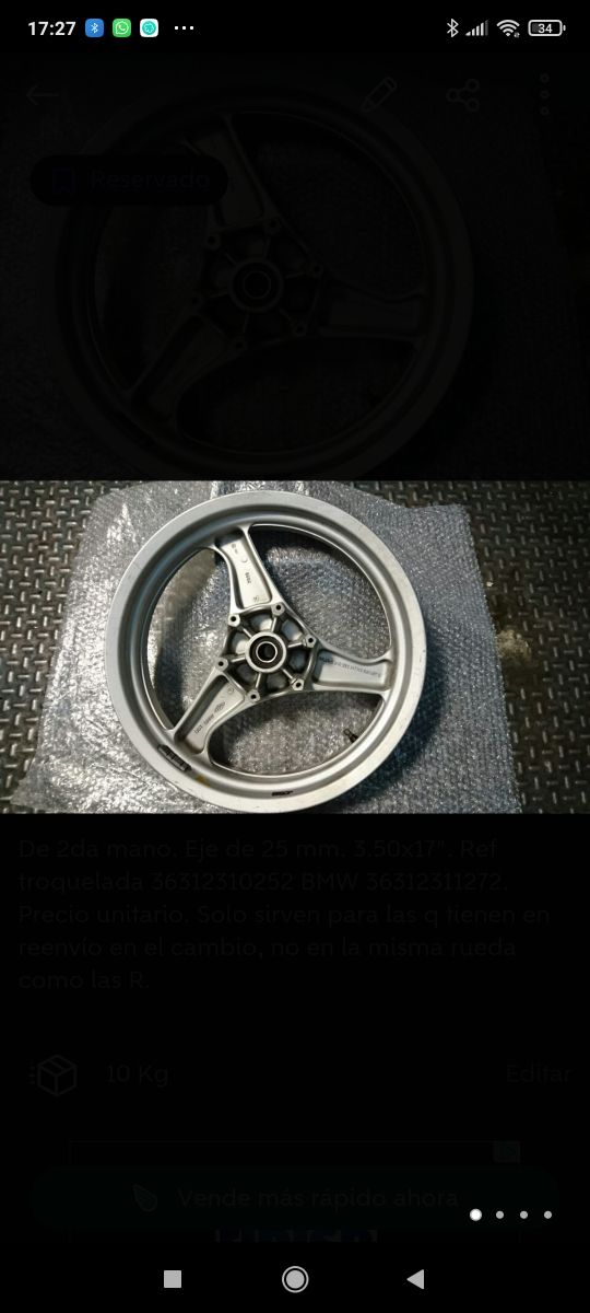 Llanta TRAS. R65/80/100 y DEL. K100/1100RS K1