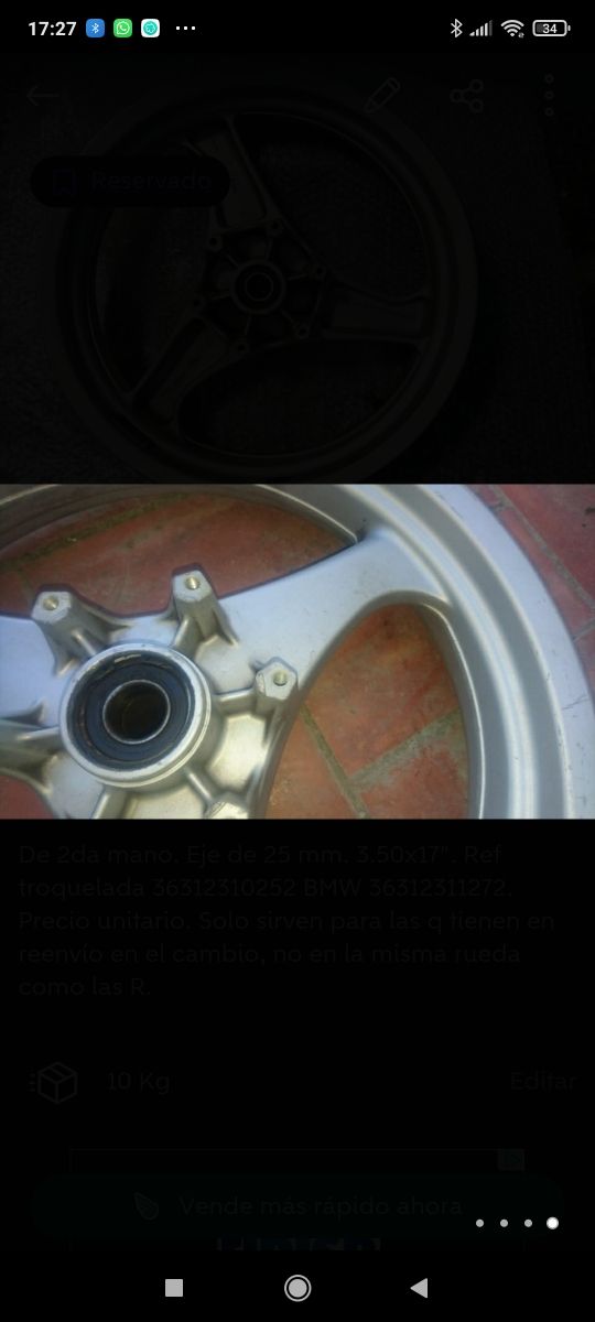 Llanta TRAS. R65/80/100 y DEL. K100/1100RS K1