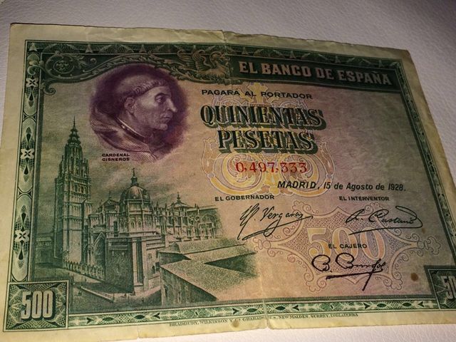 Billete 500 pts. 1928 sin serie.