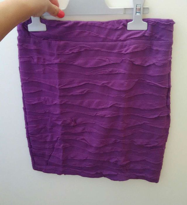 Falda tubo lila talla S Zara
