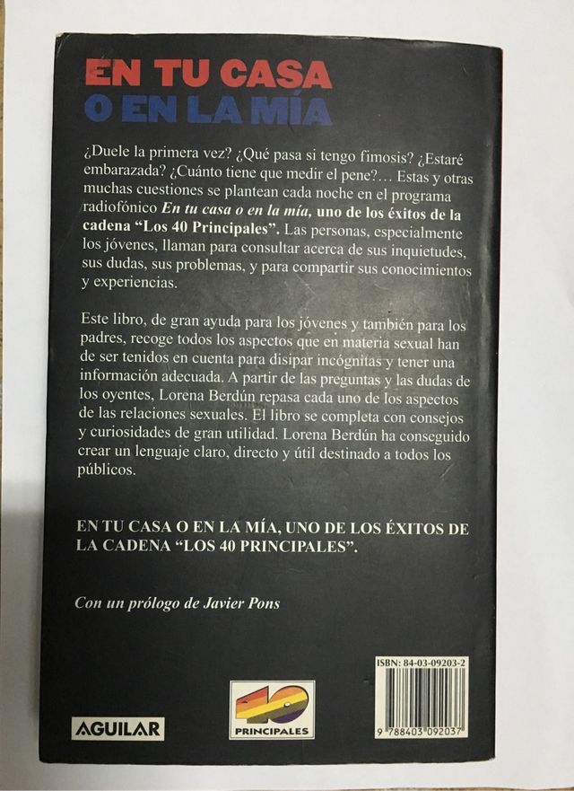LIBRO "EN TU CASA O EN LA MÍA"