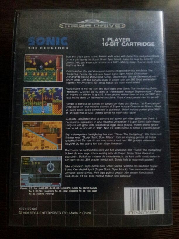 SONIC Ouriço para a SEGA Mega Drive