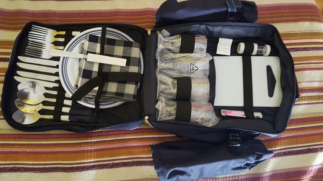 Mochila picnic con bolsa refrigerador botellas