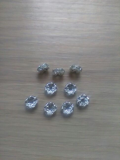 Conector / abalorio plateado,brillante lateral