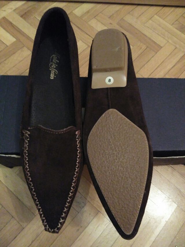 OPORTUNIDAD ZAPATOS PIEL ANTE MARRÓN 38 NUEVOS!!!