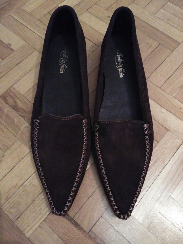 OPORTUNIDAD ZAPATOS PIEL ANTE MARRÓN 38 NUEVOS!!!