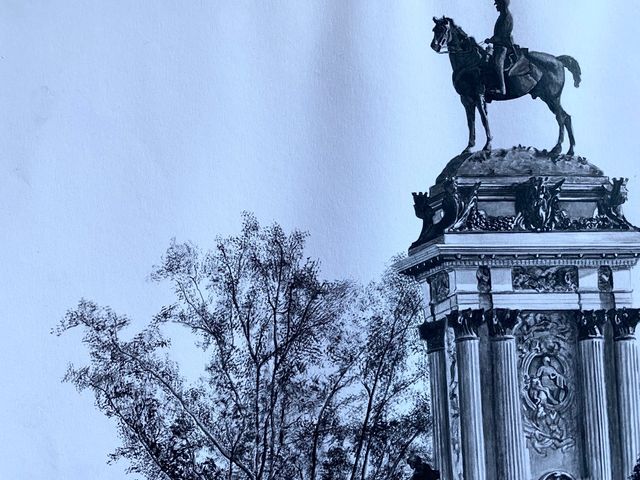 Cuadro monumento Alfonso XII Madrid marco madera