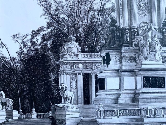 Cuadro monumento Alfonso XII Madrid marco madera