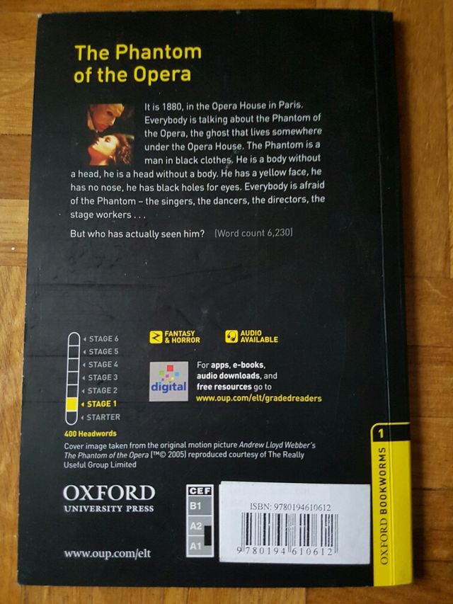 Libro lectura The phantom of the opera