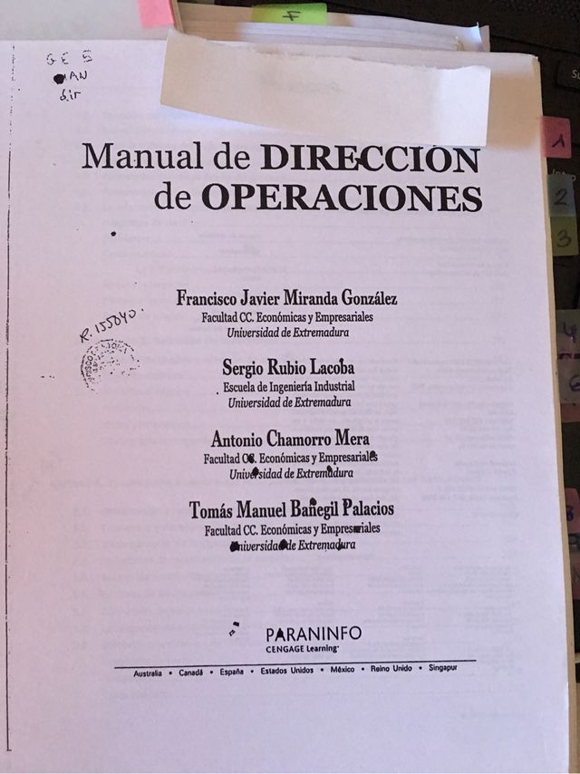 Manual de direcciones de operaciones