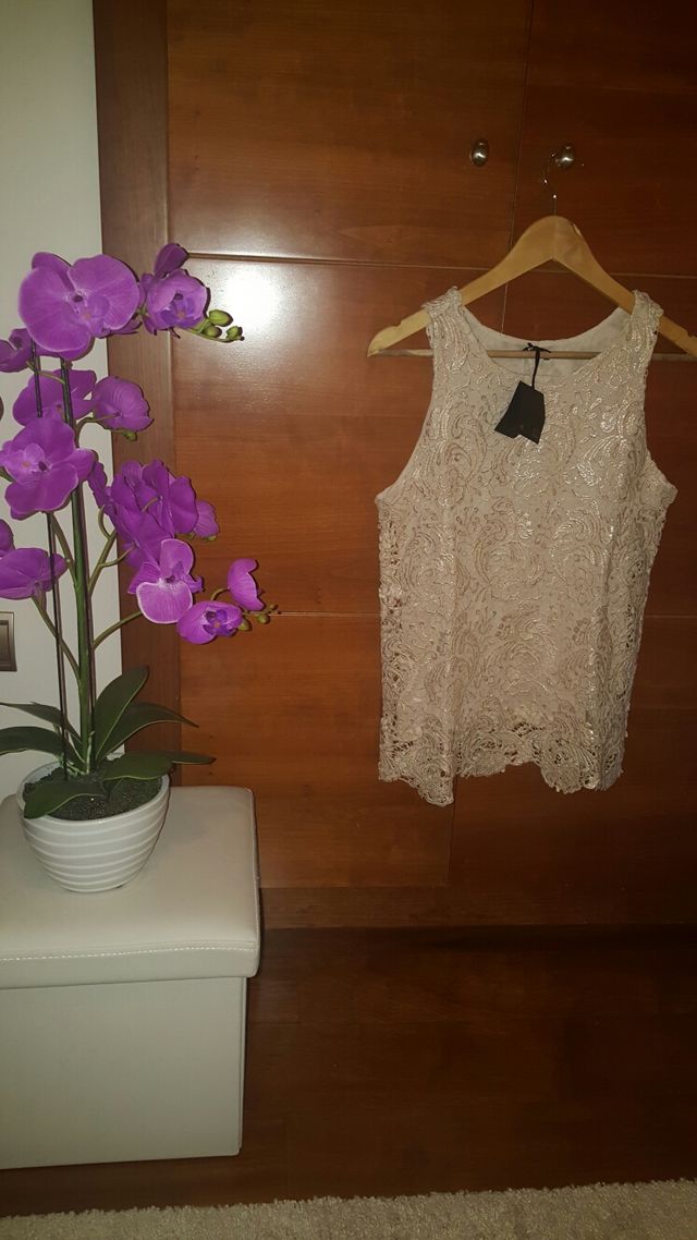 Top encaje nude nuevo massimo dutti