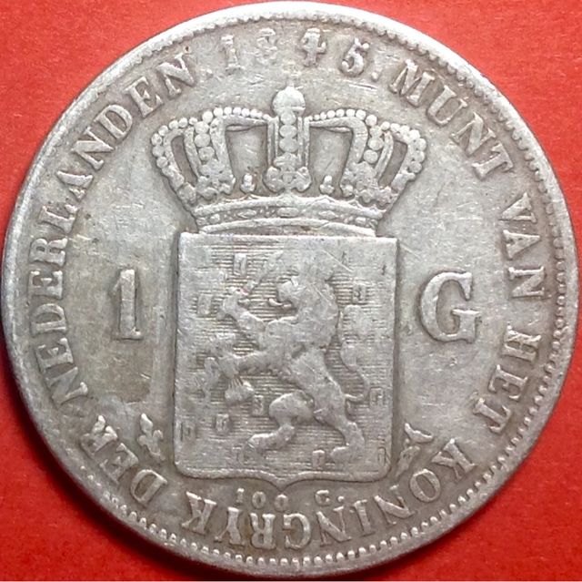 NEDERLAND 1 Florin 1845 WILLEM II PLATA 900