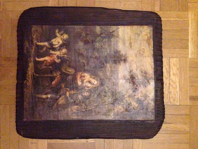 Cuadro reproducción tabla madera Huida Egipto