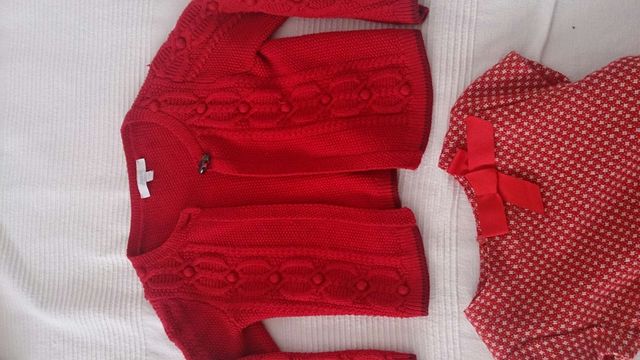 Marca Jacadi.Vestido y chaqueta de punto talla 2 a