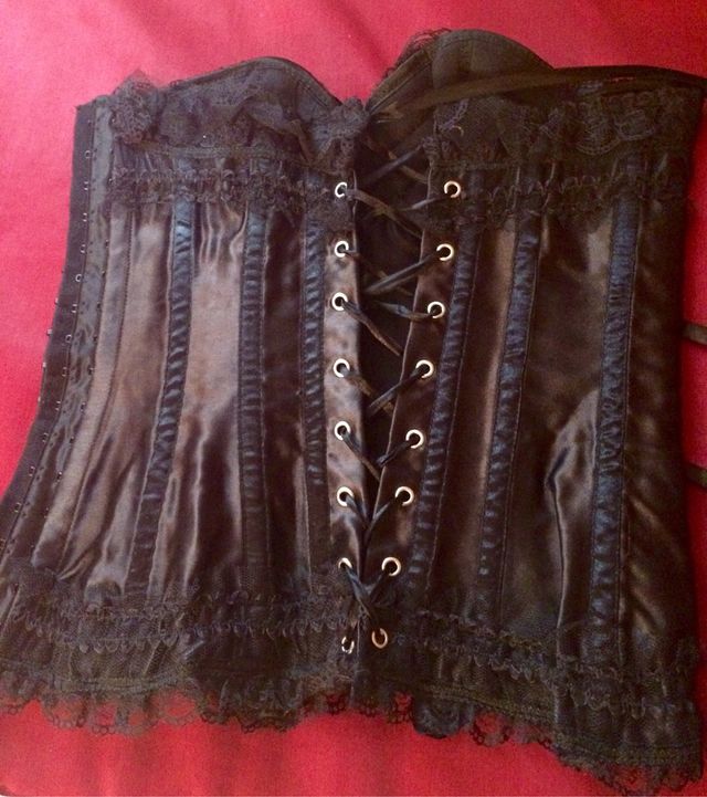 Conjunto corset raso negro