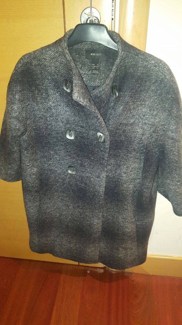 Abrigo Mango mujer gris talla S estilo mangas 3/4