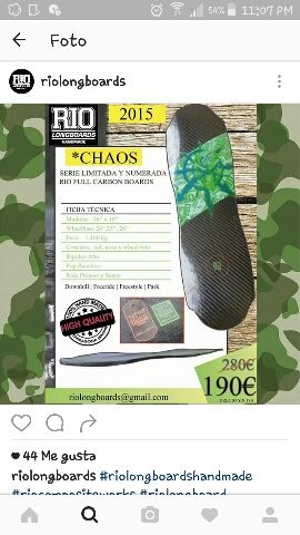 Tabla longboarg fibra de carbono