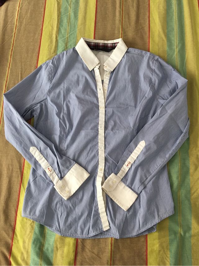 Camisa azul de rayas Zara talla XL