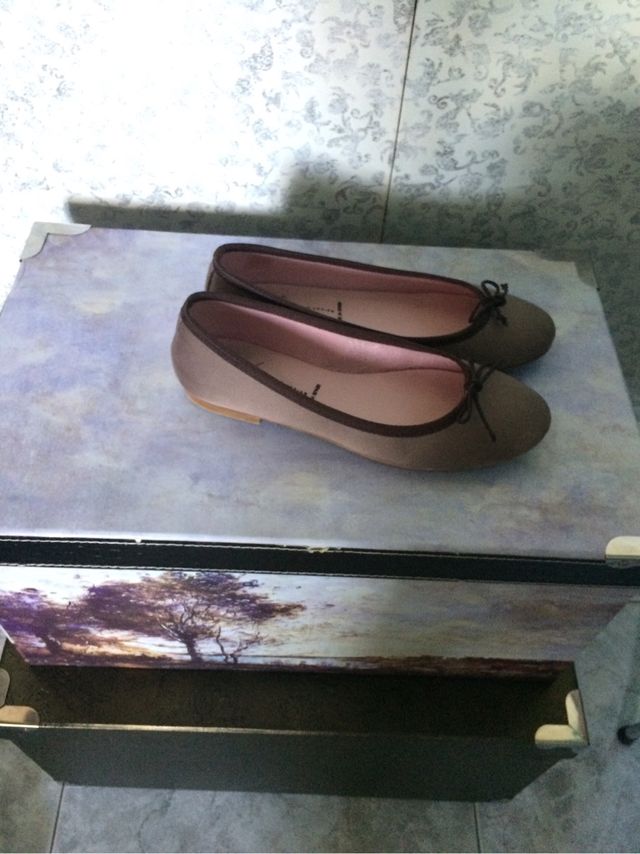 Manoletinas color gris topo