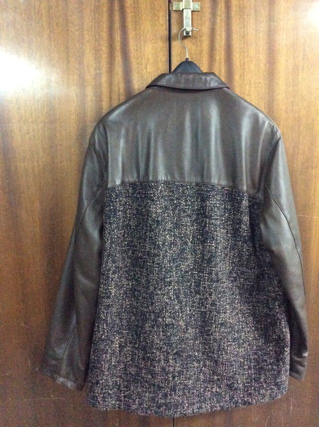 Chaqueta de Piel Y Punto