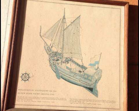 3 cuadros de lamina con barcos antiguos