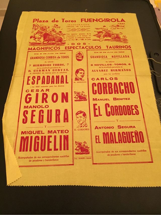 Cartel toros, seda. 1962.